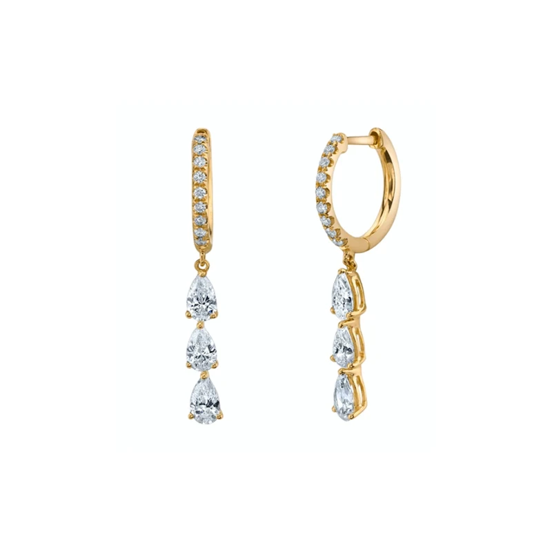 cross-border hot S925 sterling silver with diamond pear-shaped earrings