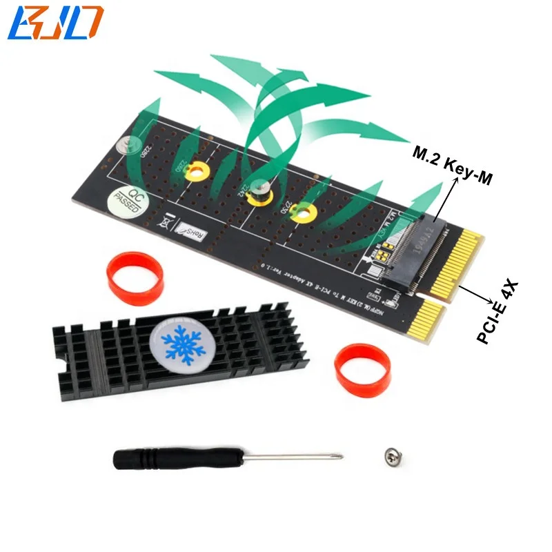 

M.2 NGFF Key-M Nvme SSD Adapter to PCI-E X4 PCIe 4X Riser Card with Heatsink - Vertical Installation in stock