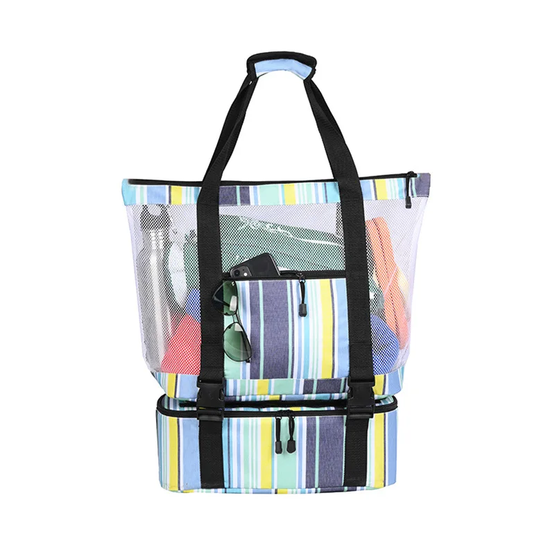 

2021 Fashion Removable Dry And Wet Separation Bag Mesh Beach With Cooler Insulated, Reference the picture