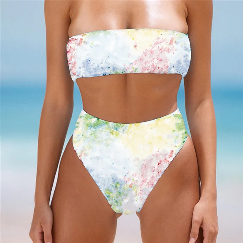 

New classic render color swimwear with hair band 3PCS Set Brand bikini