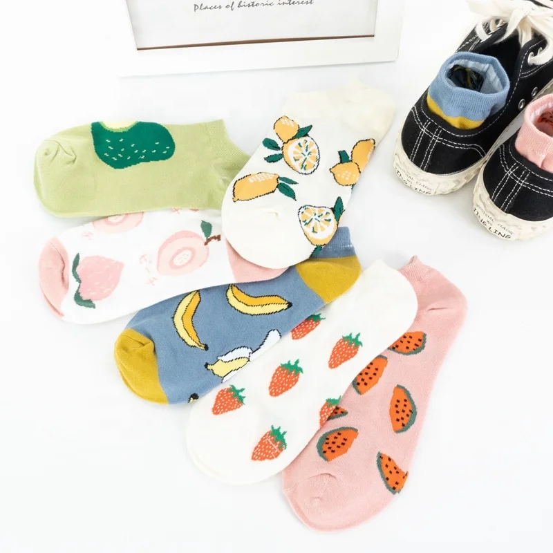 

2021 spring and summer new style cotton fruit decoration short women socks