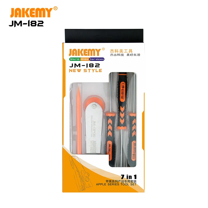JAKEMY 7 IN 1 Wholesale Dismantling Tools with mini screwdriver suction cup spudger opener DIY hand tool for cell phone laptop