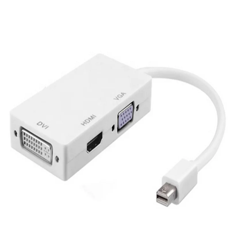 

3in1 Mini DP to VGA +HDMI + DVI ADPTOR CABLE for Mcbook, White/black