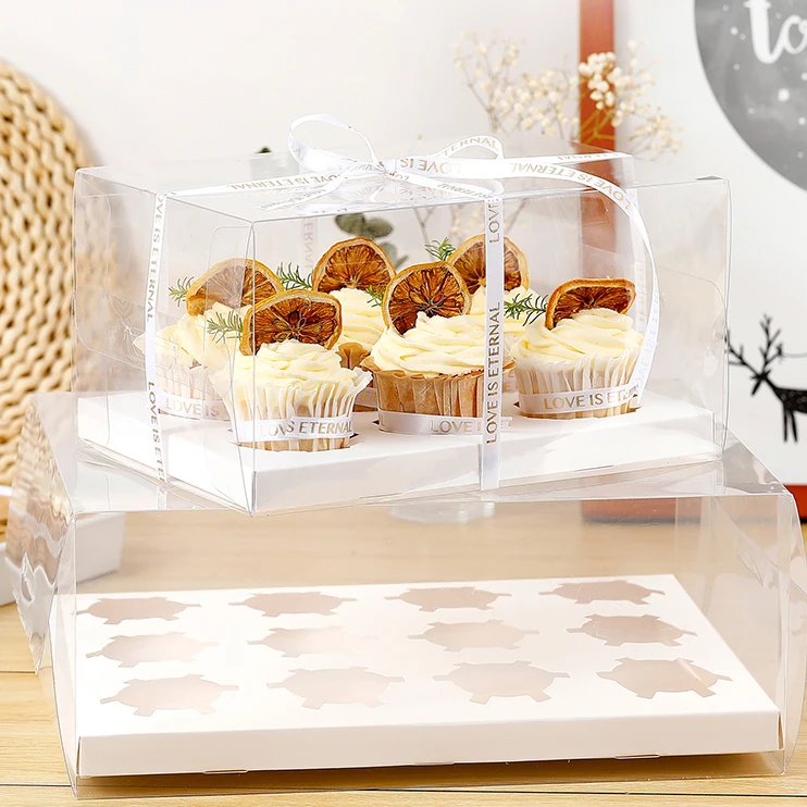 

Hot Sale Products 2-Pack High Models Rectangle Cupcakes Packaging Box Custom Cupcake Holder Boxes