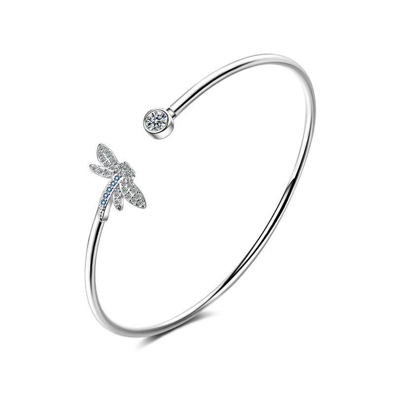 

Micro Pave Adjustable Bangle Bracelet CZ Dragonfly Butterfly Love Heart Cuff Bangle Jewelry, Platinum or customized color