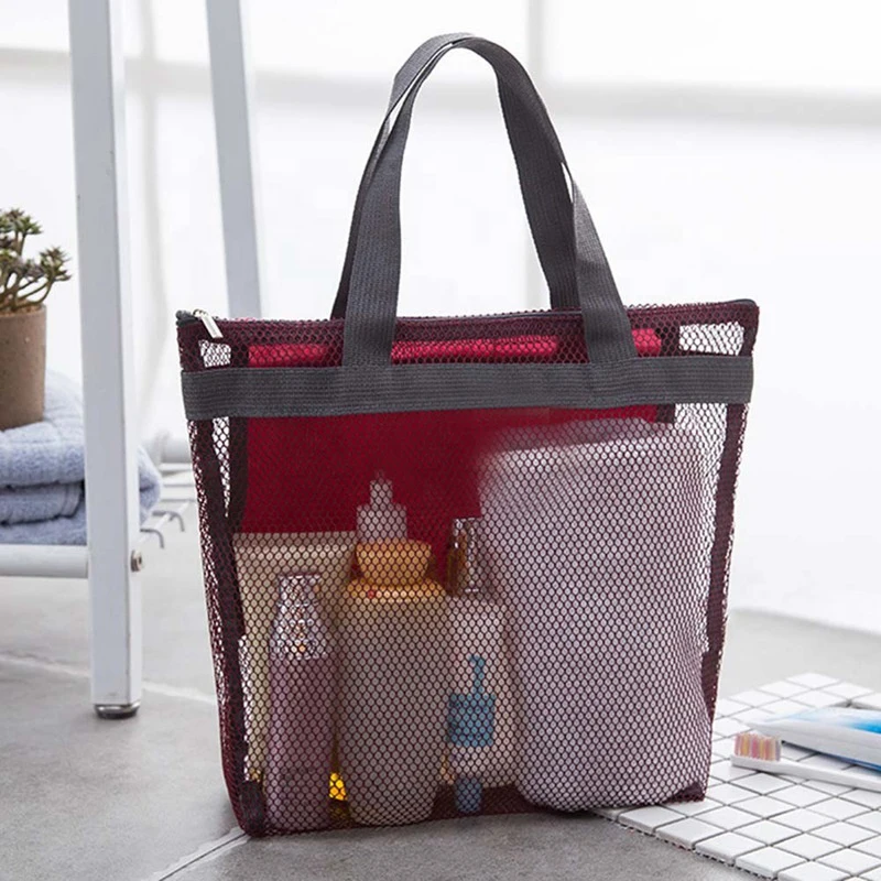 Custom Beach Bags Storage Floral Mesh Tote Handbags Women Outdoor Swimsuit Collect Package Bath Toiletry Bag