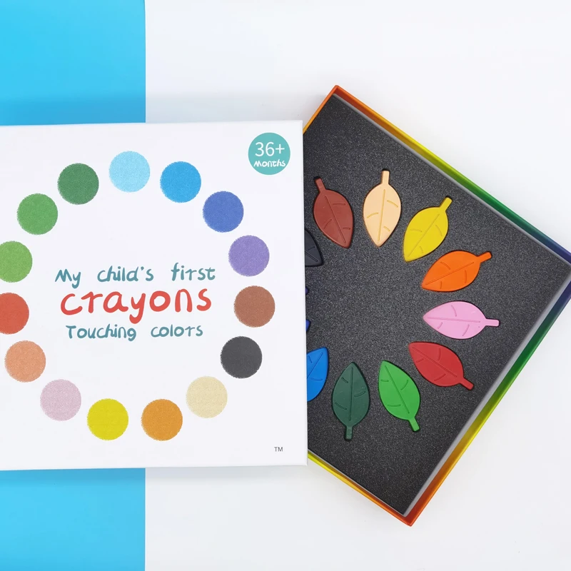 

2022 Most favorable Custom Color Boxed Crayons for Children Toddlers Non Toxic Crayons Bagged Wax Crayon with Leaf Shape