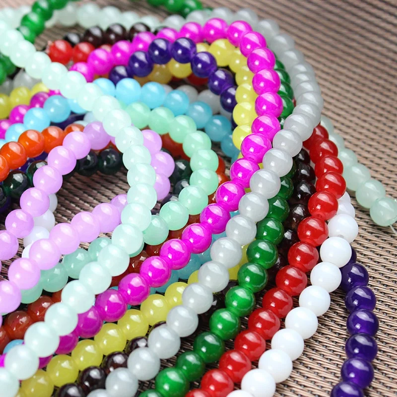 

In stock Sale 8mm Glass Beads Jade colour Crystal Round Beads For Jewelry Making, Multicolor