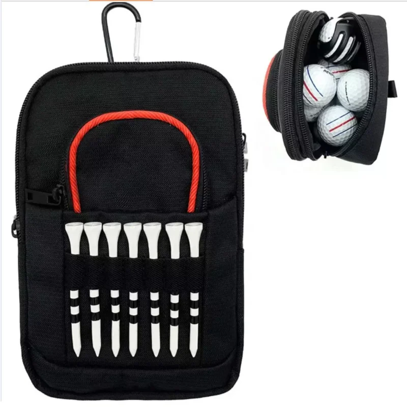 

Factory Golf Ball Bag Pouch Front Tee Holder Separate Zipper Pockets Golf Accessories Bag Valuables Pouch for Men
