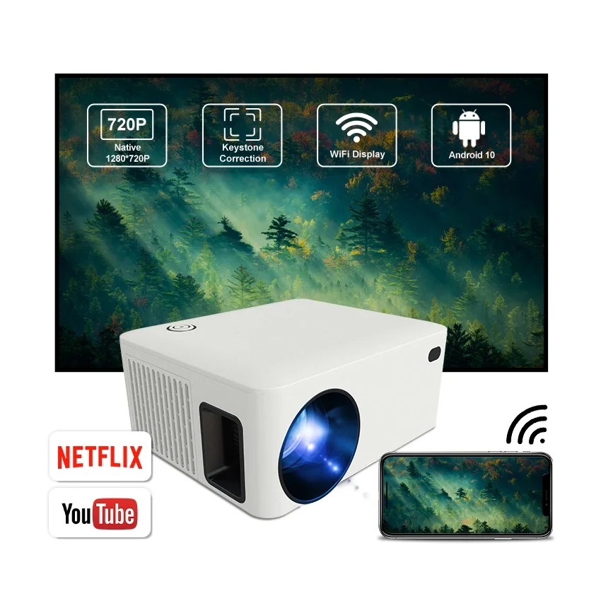 Lcd Led Beamer HD 5000 Lumen 720p 4k Wireless Wifi Speaker Portable Outdoor Mini Movies Projector