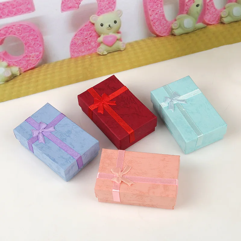 

Necklace box-color bowknot ring earrings jewelry box gift box