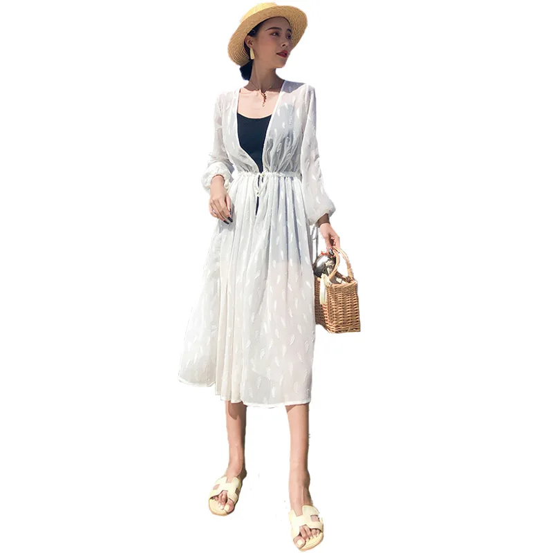 

High-end ladies summer vacation style breathable and comfortable lace long cardigan, Picture color