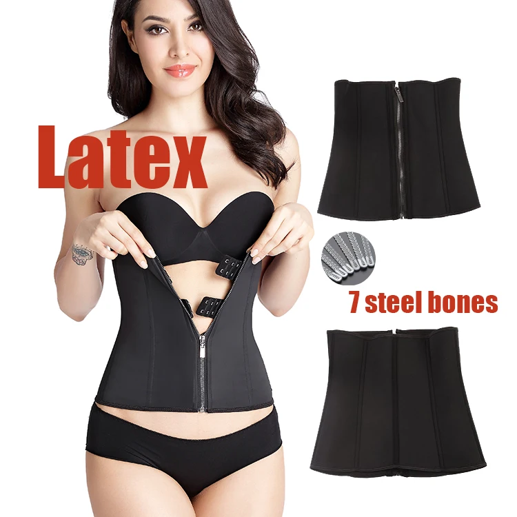 

Ladies Steel Bone Sweat Weight Lose Cincher Shaper Slimmer Women Shapers Corset Latex Waist Trainer, Black