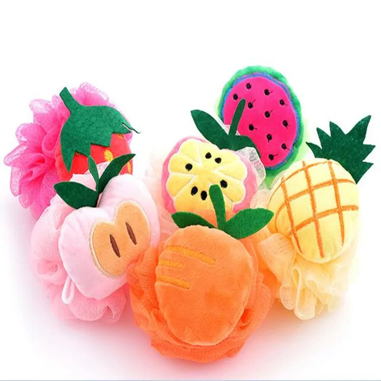 

Baby Bath Sponge Puppet Washcloths Kids Wash Loofah Cute Fruits Bathing Sponge Christmas Gift Puffu Mesh Body Scrub for Toddler, Multi-colors