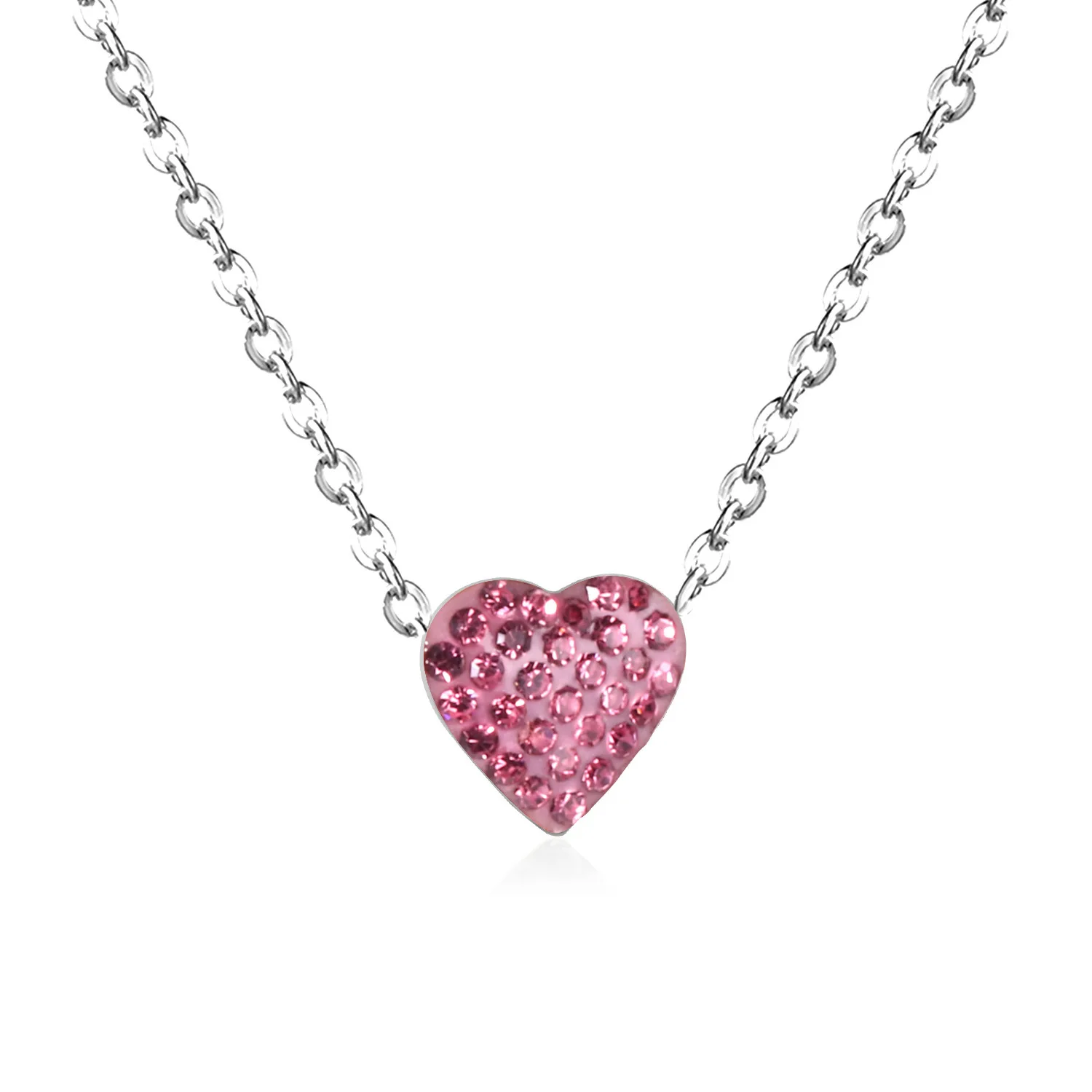 

Hainon Stainless steel necklace full Crystal Colorful heart women fashion Necklace gift wholesale