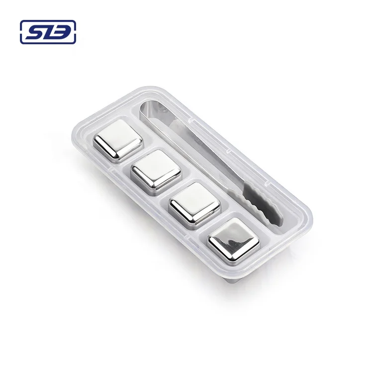

Mini Reusable Trays Stainless Steel Metal Ice Cube With Handle, Sliver