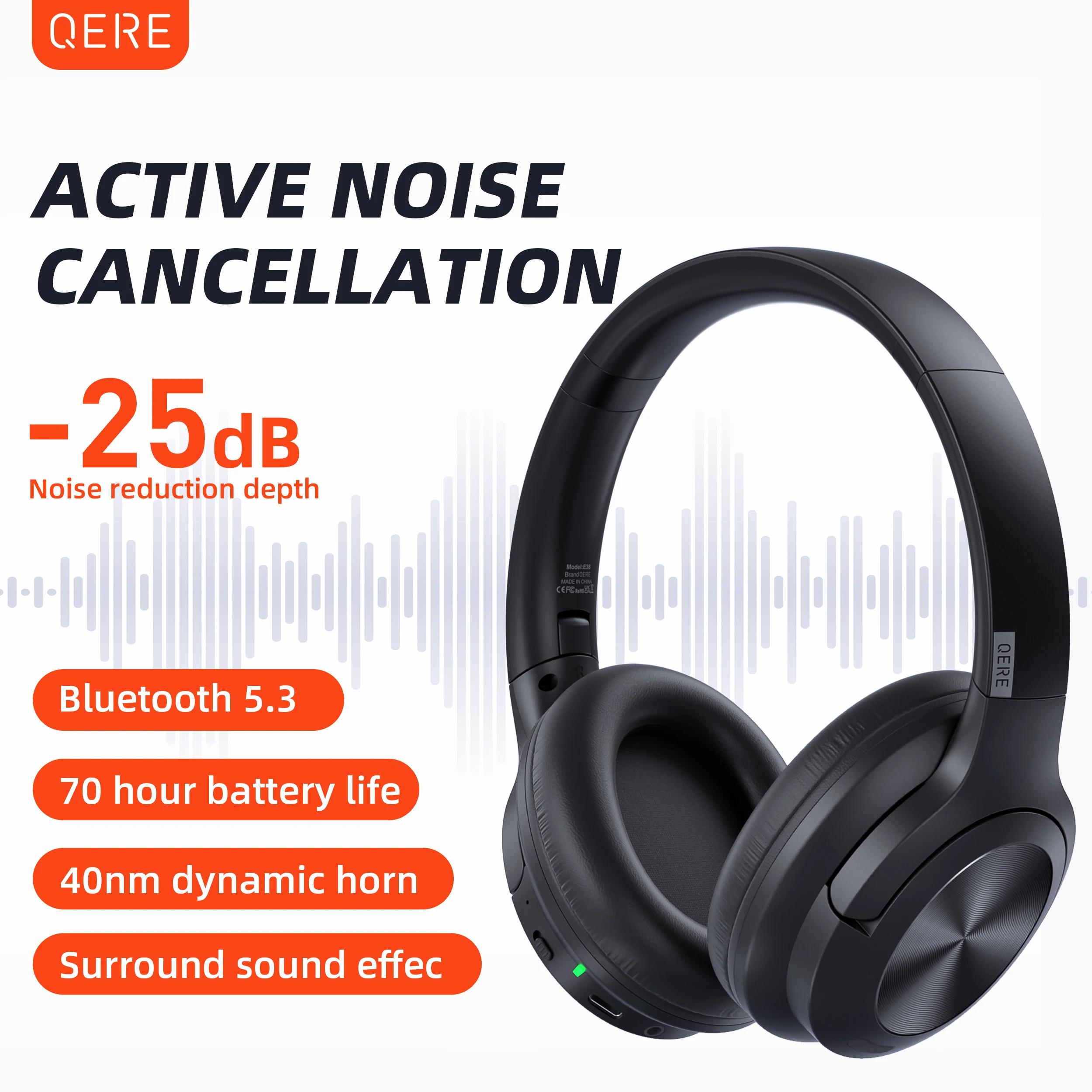 

ANC Headphones Active Noise Cancellation Noise Reduction TWS Blue tooth Earphone Wireless Earbuds Sport Gaming In-Ear Headphones