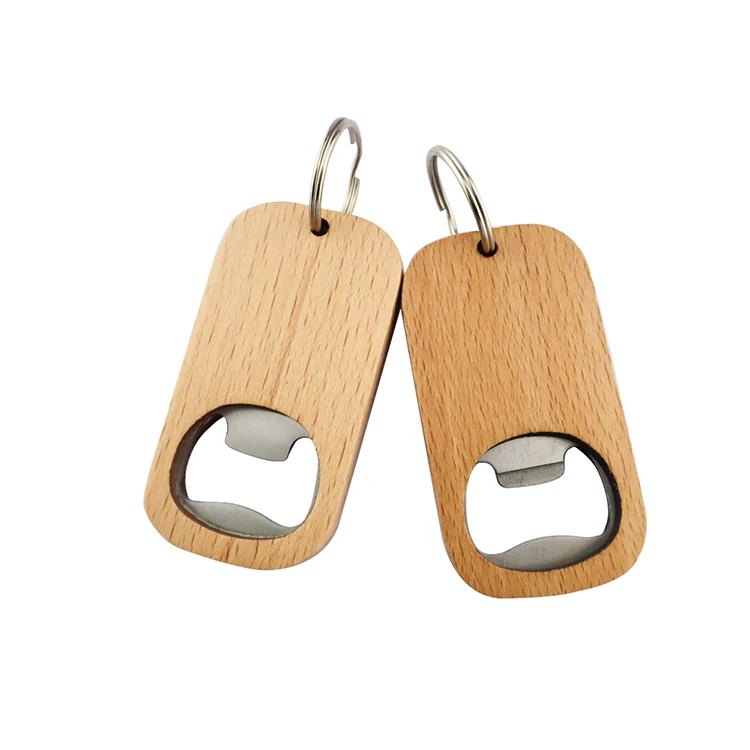 

Wholesale custom logo bulk blank wood key chain opener beer bottle opener with eco friendly, Natural color