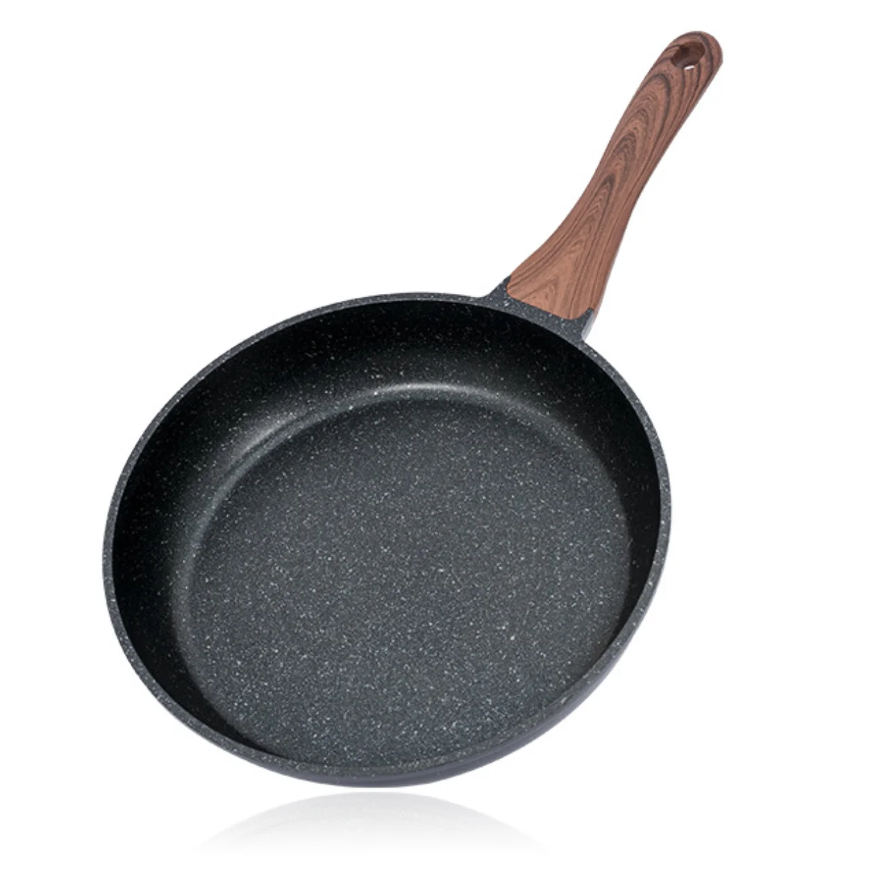 

Swiss Granite Coating Omelette Pan Healthy Stone Cookware Chef's Pan 11" Comfortable Wood handle Skillet Nonstick Frying Pan, Black