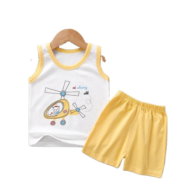 

Children's vest summer pure cotton thin sleeveless top shorts men and women baby suit