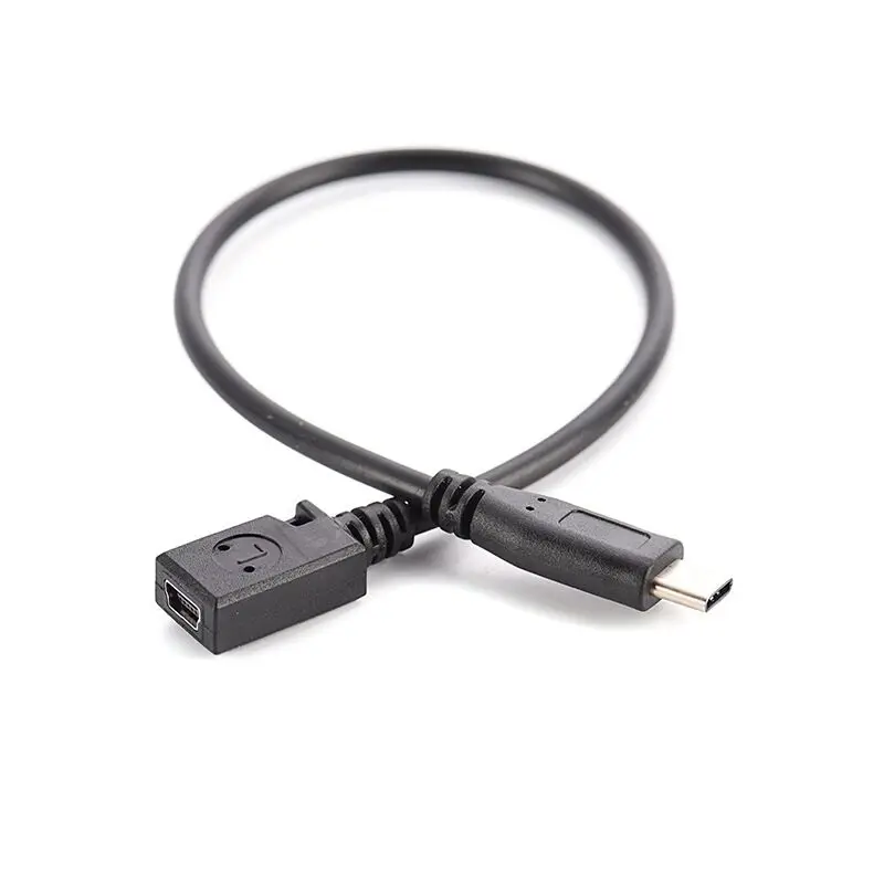 

27cm Black color USB Type C male to MINI USB 5PIN Female OTG Data transfer power charge OTG cable
