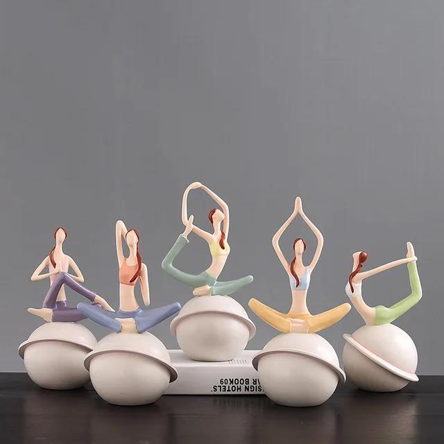 

Creative Yoga Sculpture Home Decoration Ornament Resin Modern Art Craft For Wine Cabinet Decor, Blue,white