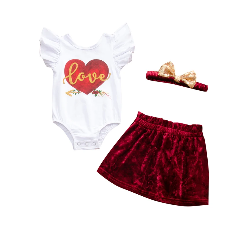 

New arrive valentine heart love graphic infant boutique clothing baby girls outfit sets, As picture show