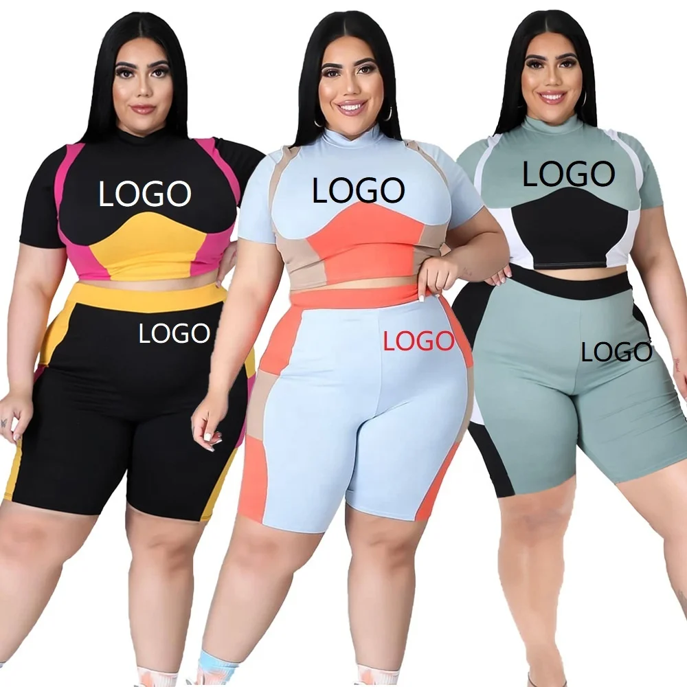 

YD Fashion 5xl custom two piece summer fitness sport shorts wear plus size workout gym clothing for women sexy yoga clothing