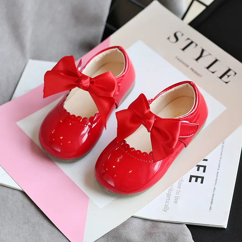 

China factory new little princess shoes bow soft fashion birthday party children shoes PU leather baby girl dress shoes kids, Optional