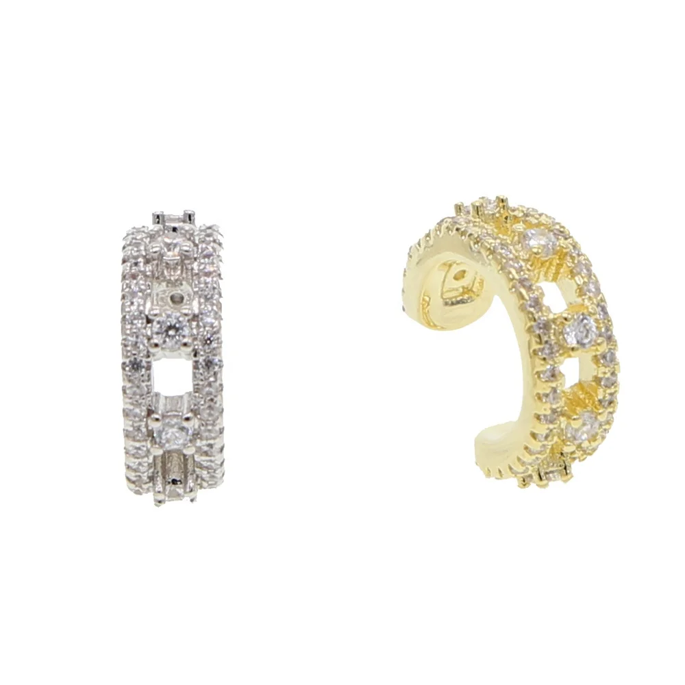 

No hole no pierced clip on earring Gold silver color micro pave cz sparking bling women earbone cuff earring 1 piece