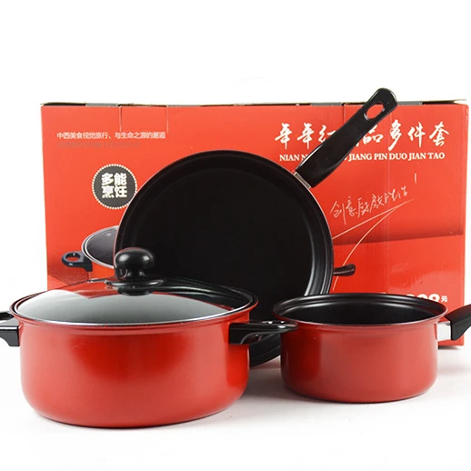 

2021 Set of 3 Non-stick frying pan cookware sets cast iron pot set