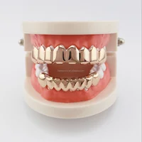 

Gold Teeth Grillz Top Bottom Grills Dental Mouth Punk Teeth Caps Cosplay Party Tooth Body Jewelry Dental Grills Set