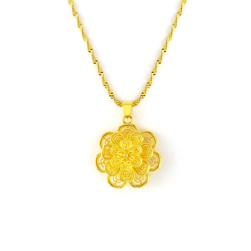 

Fashion Ladies Necklace Jewelry Flower Shape Gold Plated Necklace