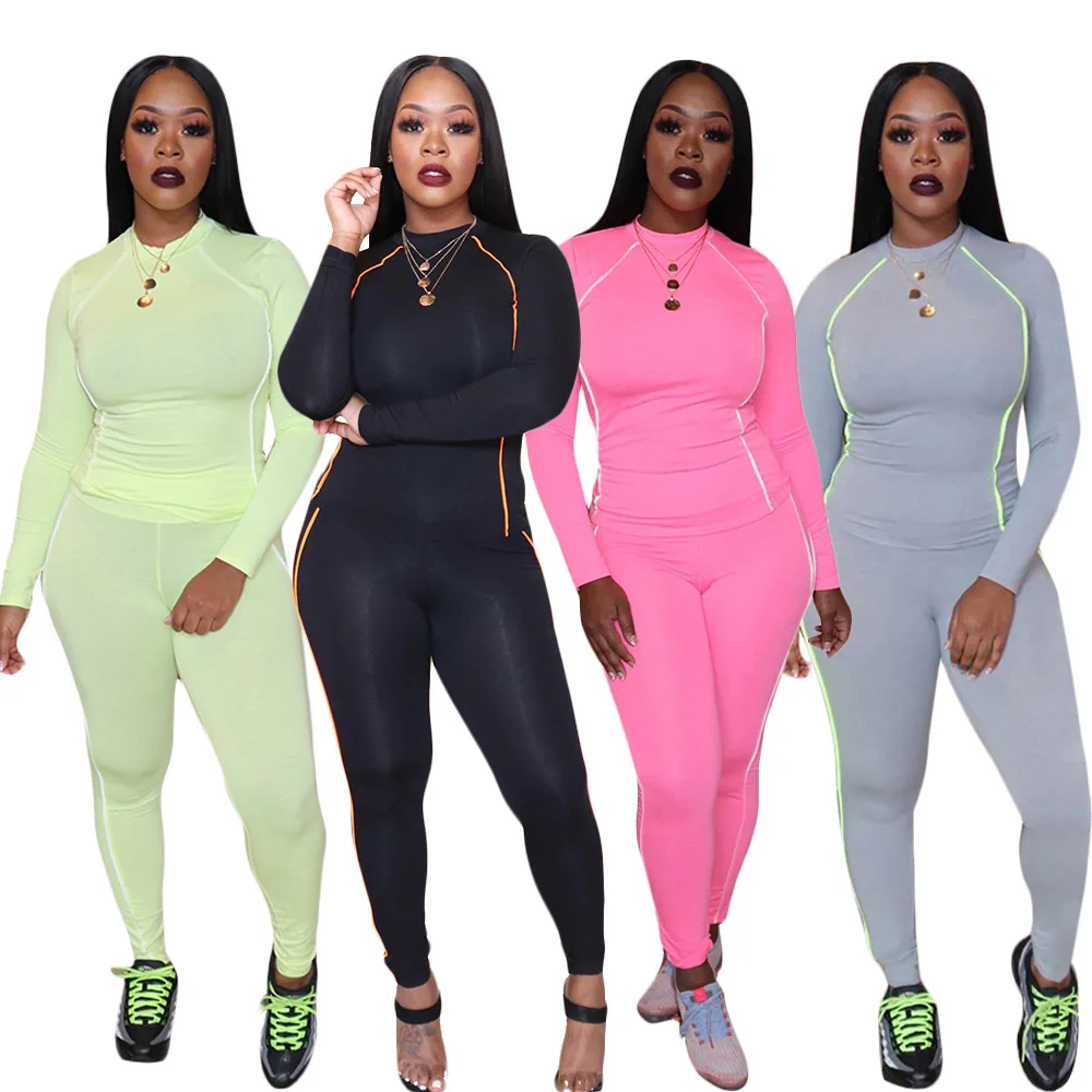 Wholesale fall winter 2 piece slim sweatpants tracksuit jogger suit women fitness & yoga wear