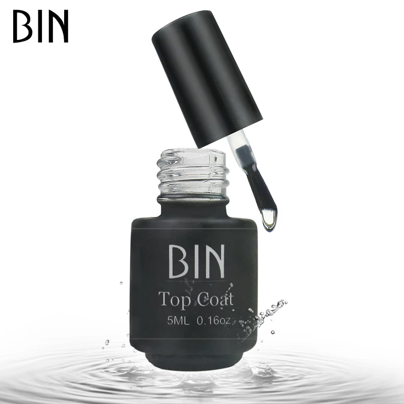 

BIN Private Label Nail Gel Polish UV LED 5ML No Wipe Top Coat Matte Tempered Nail Top Coat