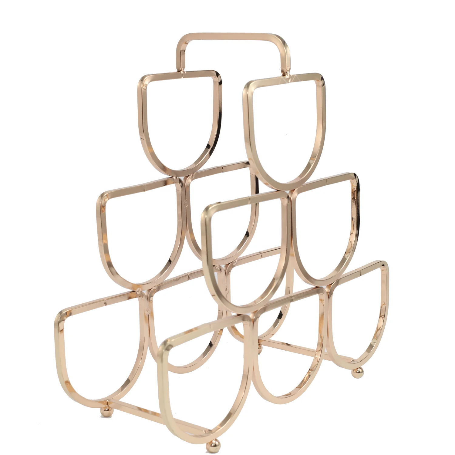 

wholesale classic design red Wine Rack gold metal portable wine rack desktop bottle holder, Customized
