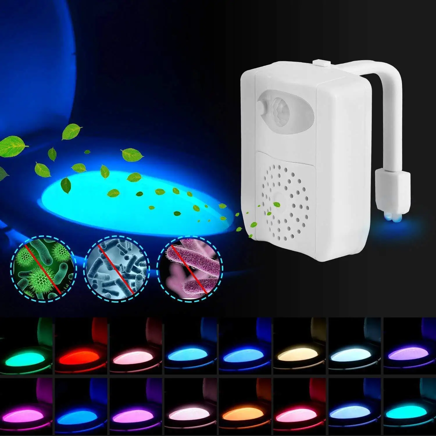 Multi-color UV Sterilization Bathroom Toilet Light Motion Sensor LED Night Light 