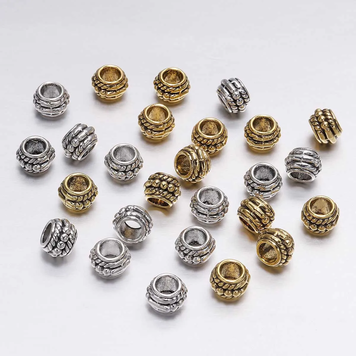 

8mm Antique Loose Spacer Beads Silver Gold colors For Jewelry Making DIY Charm Bracelet Findings Supplies Vintage Accessories