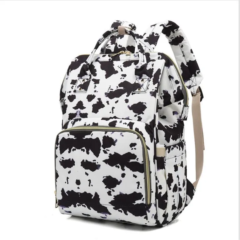 

Free Shipping White Cow Diaper Bag With Changing Mat Multi-function Large Capacity Waterproof Nappy Bag For Mom DOM112-1276