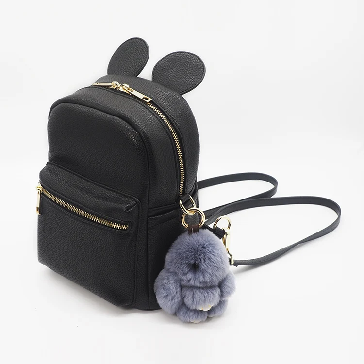 

High-end real leather small shoulder bag black mini pebble leather mickey backpack