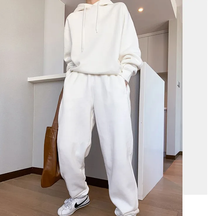 

Custom men's sportswear Plush embroidery print 2pcs cotton Hoodie set