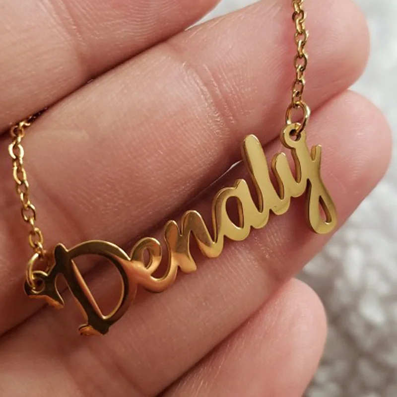 

Onyss Personalized Name Necklace Customized Nameplate Necklaces Stainless Steel Jewelry Gifts Pendiente Personalizado Para Mujer, White