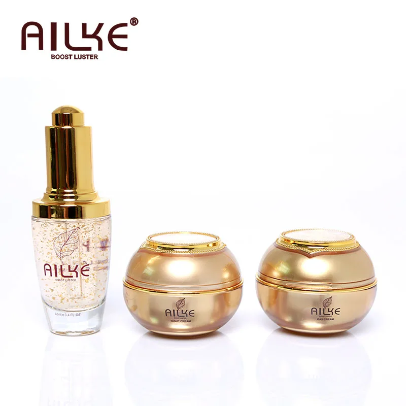 AILKE Collagen Repair Whitening Skin Care Set Private Label Day Cream and Night Cream and Serum