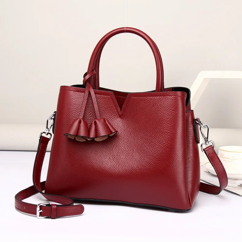 

2022 top layer cowhide single shoulder Flower genuine leather women Bag new Fashion tote handbags, More color