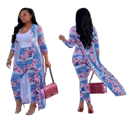 

80507-MX62 Sehe fashion two piece jumpsuit long coat with pants for women