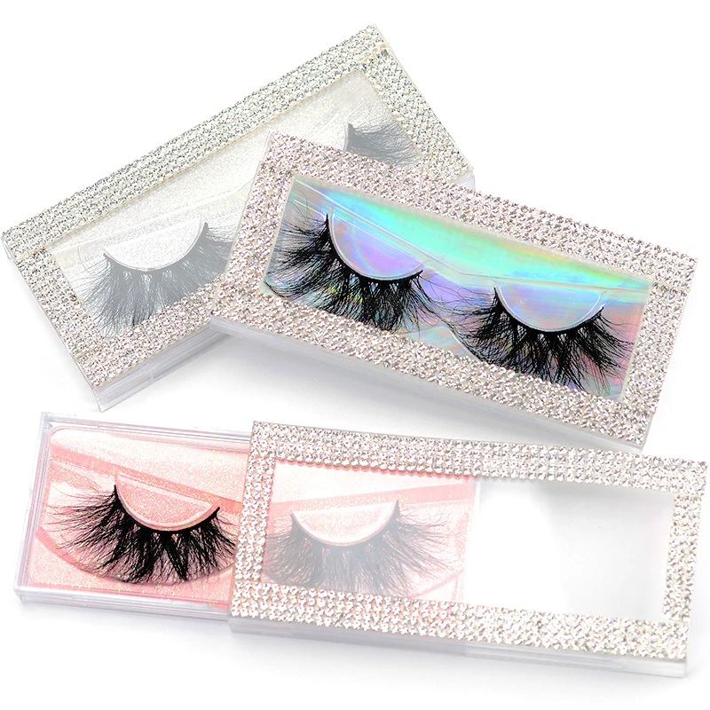 

High Quality Custom 25MM Mink 3D Eyelash With Packaging Box Mink Natural Eyelashes Bulk Fluffy Lashes, Natural black