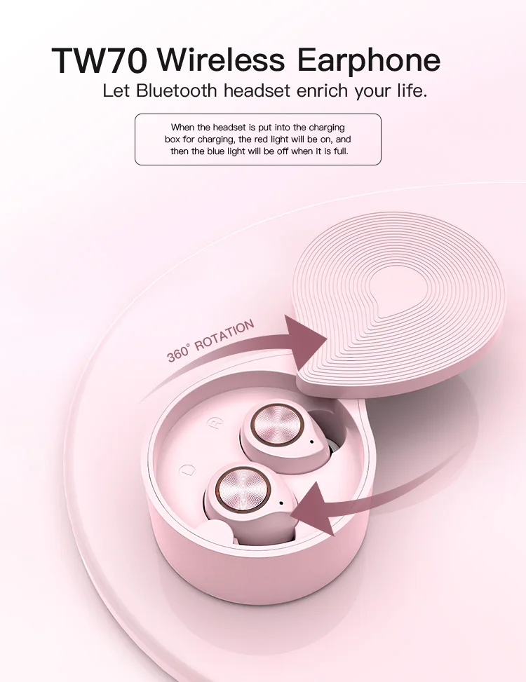 2020 best appled 2 blue tooth earphone TW70 a pro wireless earphone with ear detection&rename&wireless charging - ANKUX.COM