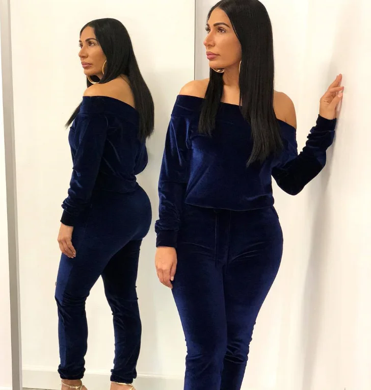 

Women Sexy Club Party Wear Two Piece Velvet Set, Picture