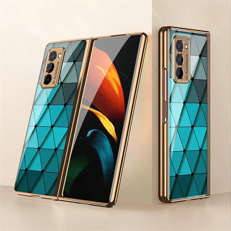 

New arrival luxury elegant hard PC tempered glass shockproof painted cell phone back cover case for Samsung galaxy Z Fold 2 5G