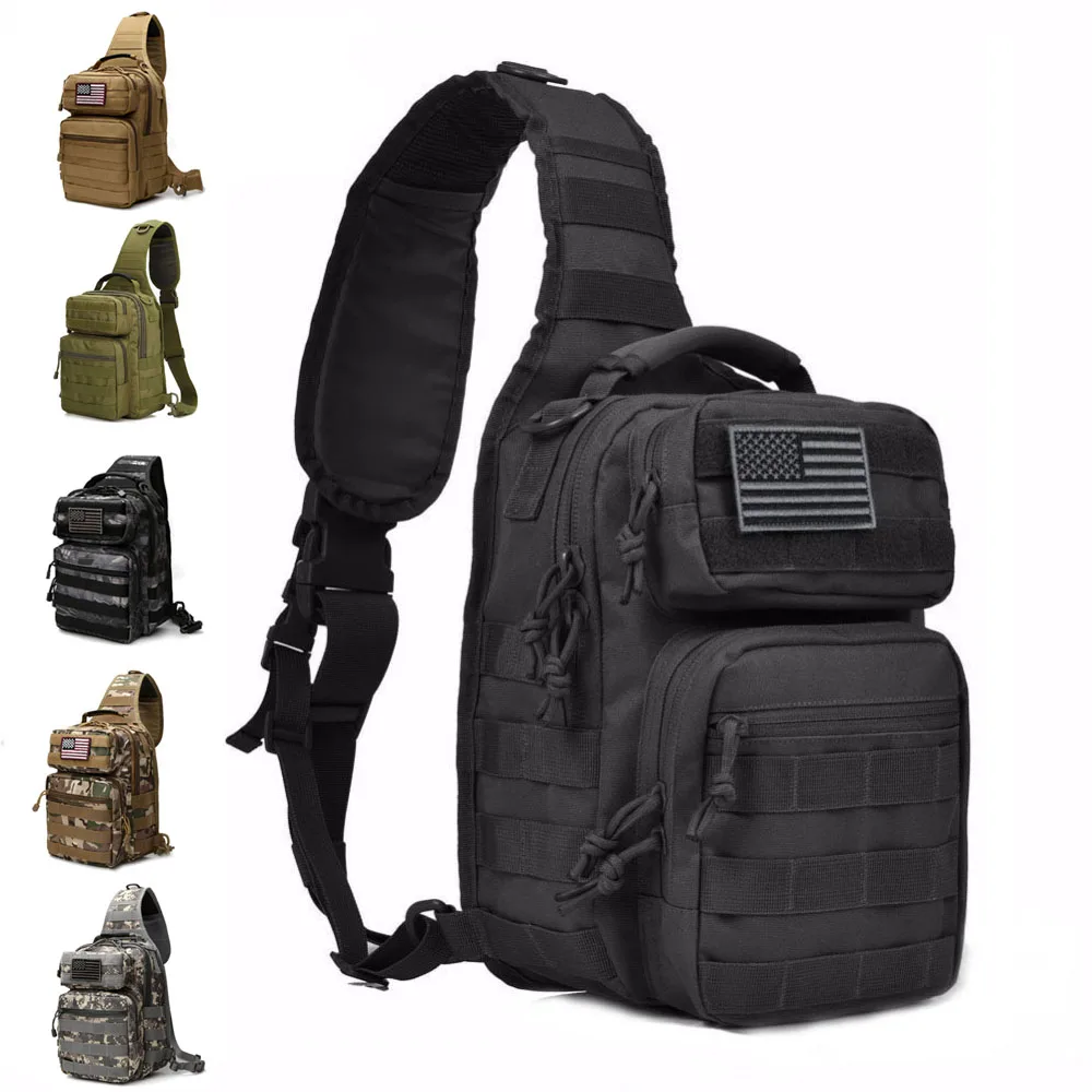 

Waterproof Molle Assault Range Best Military Tactical Hiking Traveling Chest Bags Shoulder Best Sling Backpack, Tan,black,army green,cp camo,acu camo tactical sling shoulder bag